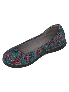Alegria Turquoise Blue Petal Floral Comfort Ballet Flats- Size 7